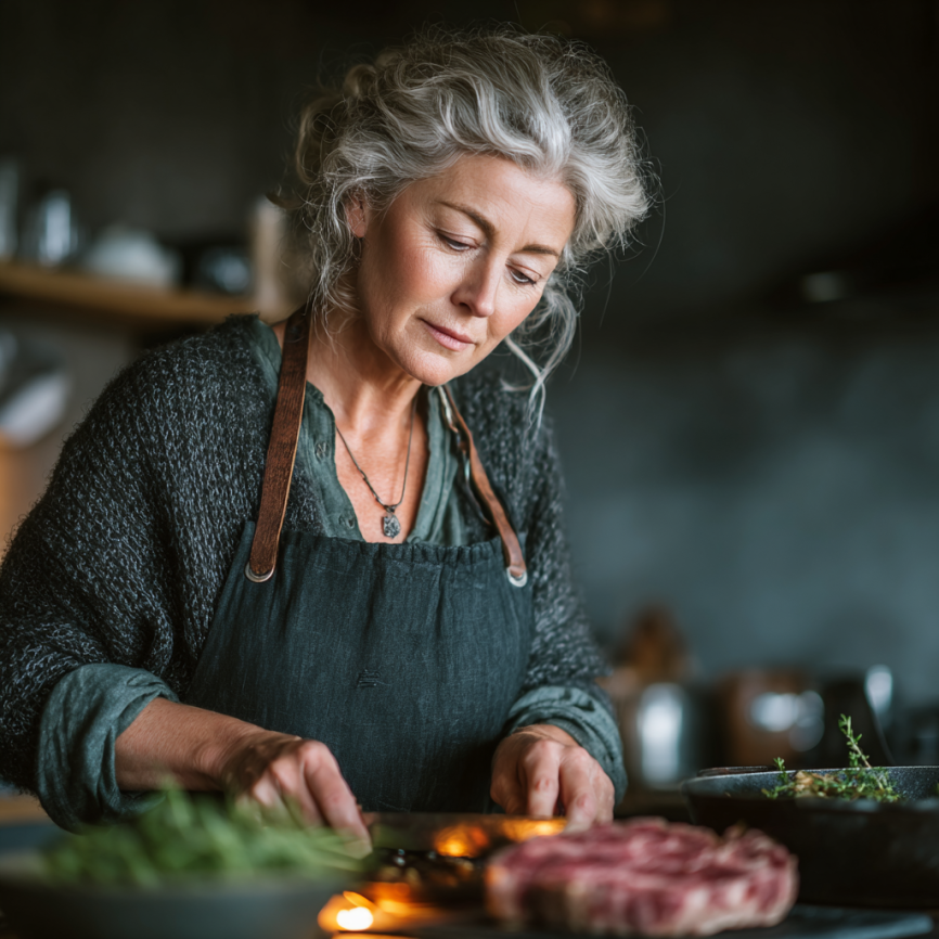 Idős pár egészséges ételekkel